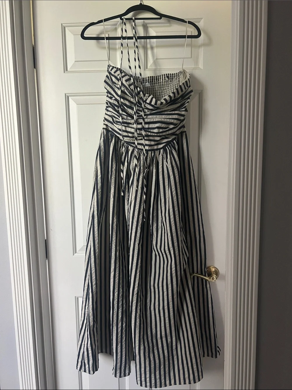 Altar'd State Navy and Cream Striped Smocked Top - Picture 2 of 5